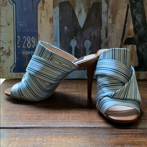 White House Black Market Shoes - White House Black Market Gisele Satin Stripe Mules